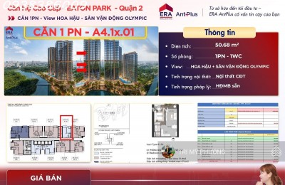 Eaton Park - chỉ 790 triệu, công chứng, sang tên ngay - căn 1PN + tháp A4 + view Rạch Chiếc